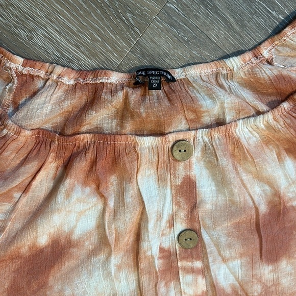 Unique Spectrum 2x blouse new without tags Tie dye shibori flowy airy shirt. XXL - Picture 6 of 6